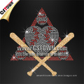 Triangle heart shaped baseball t shirt rhinestud rhinestone motif hotfix